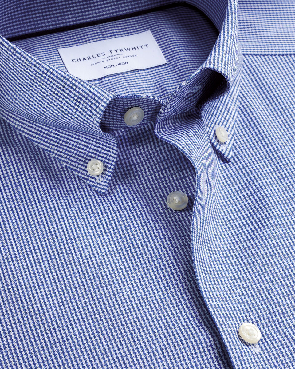 Non-Iron Twill Puppytooth Shirt - Royal Blue Main image