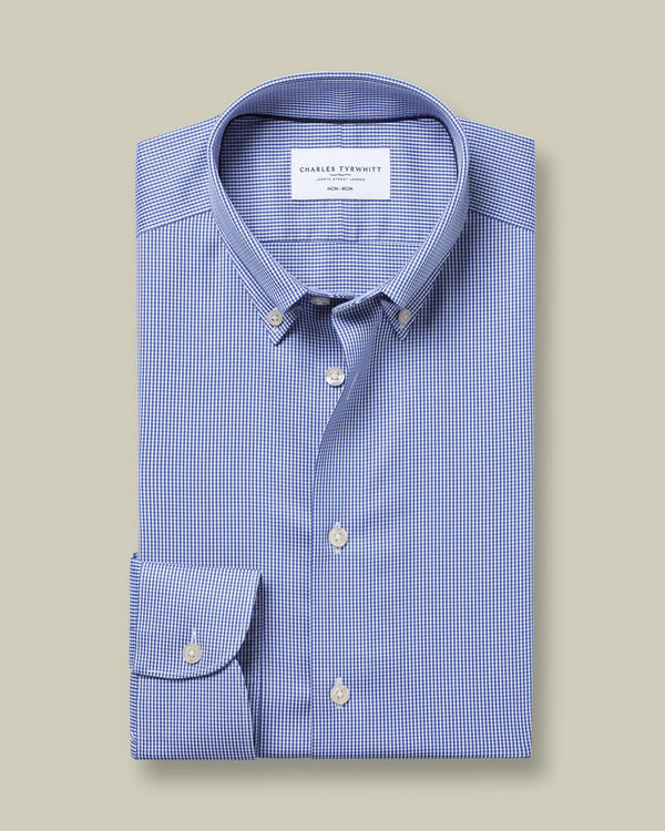 Non-Iron Twill Puppytooth Shirt - Royal Blue