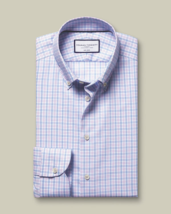 Non-Iron Stretch Oxford Check Shirt - Lilac