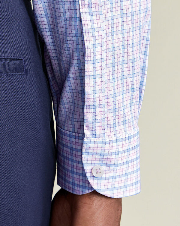 Non-Iron Stretch Oxford Check Shirt - Lilac