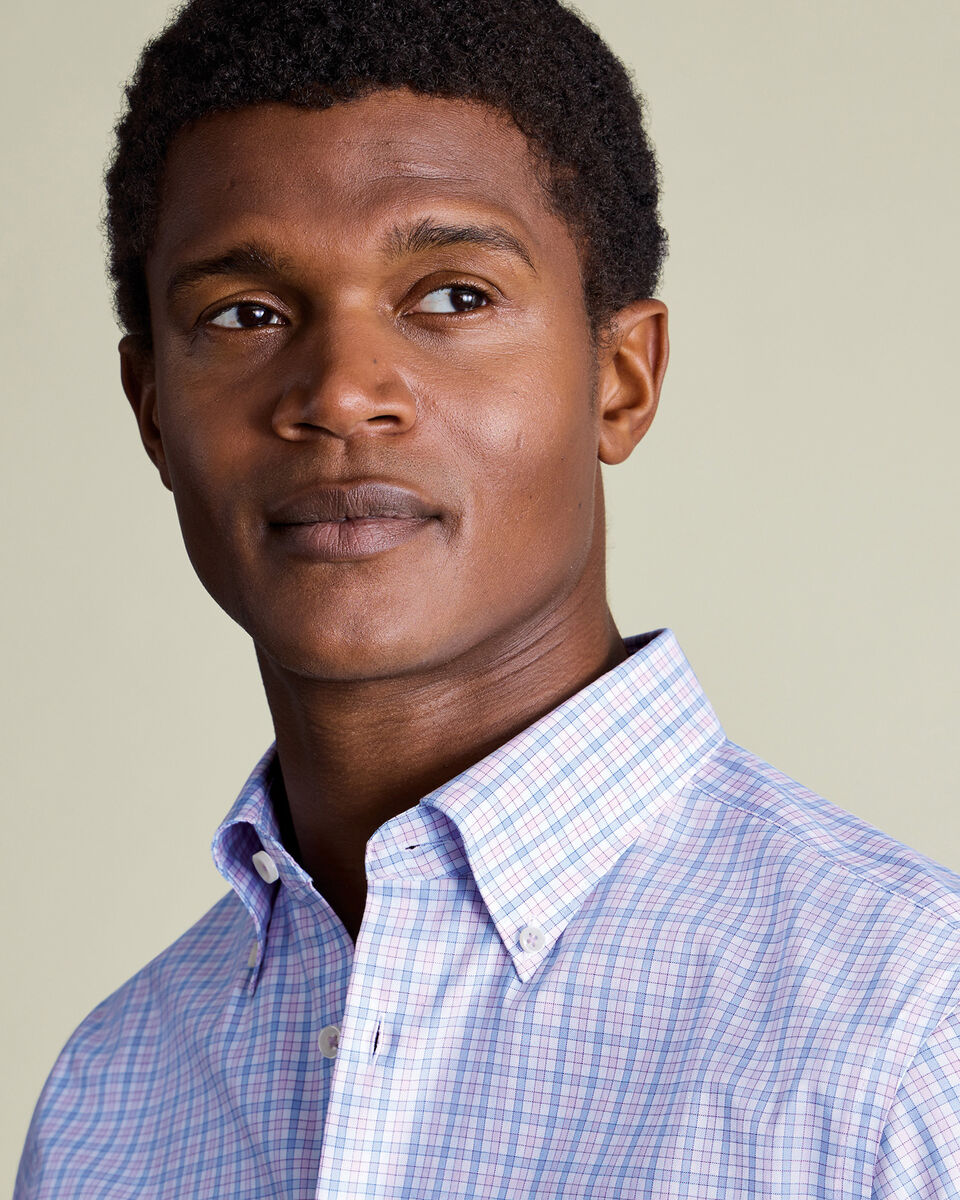Non-Iron Stretch Oxford Check Shirt - Lilac
