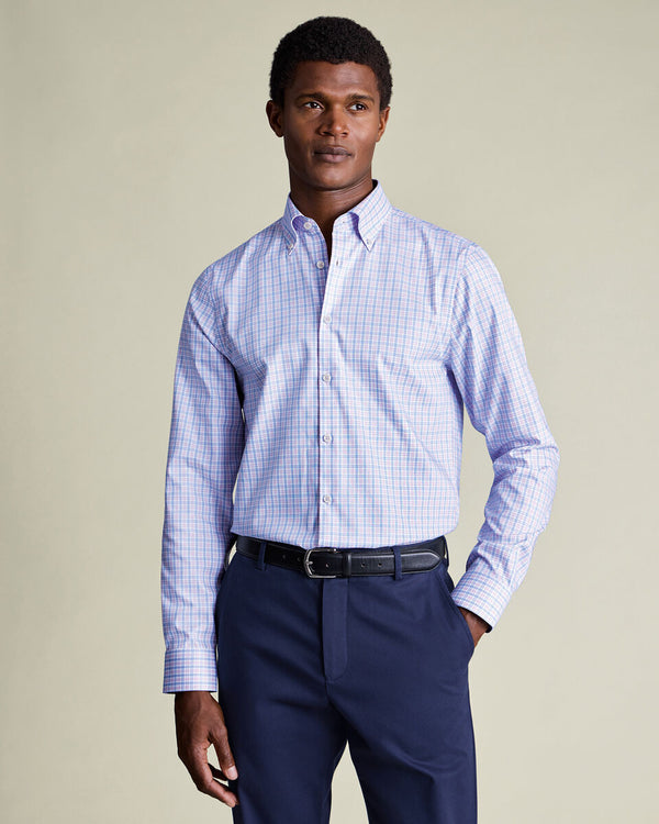 Non-Iron Stretch Oxford Check Shirt - Lilac