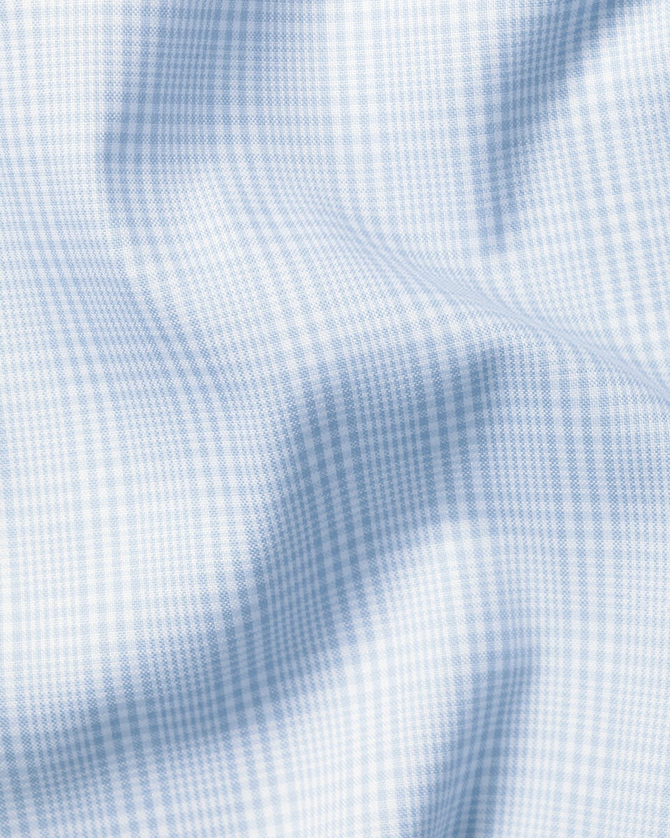 Non-Iron Stretch Pinpoint Oxford Prince of Wales Check Shirt - Blue