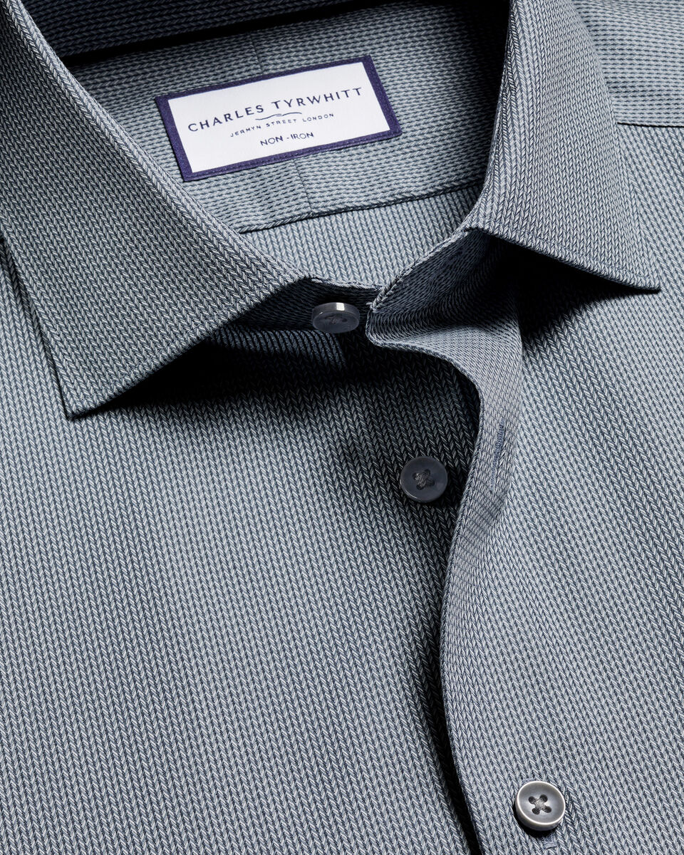 Non-Iron Stretch Chevron Texture Shirt - Gray