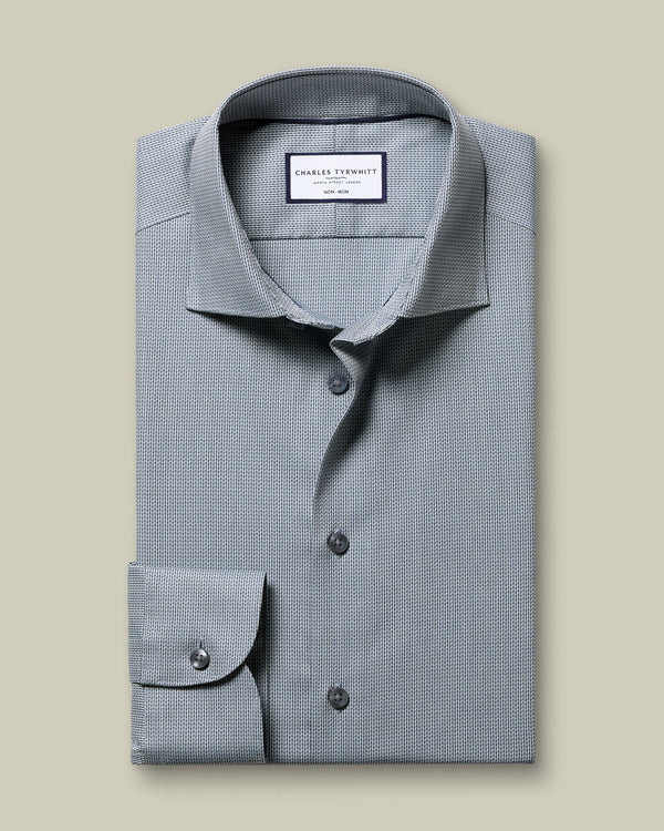 Non-Iron Stretch Chevron Texture Shirt - Gray