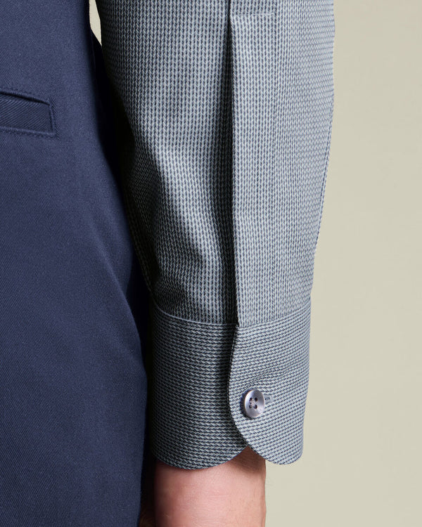 Non-Iron Stretch Chevron Texture Shirt - Gray