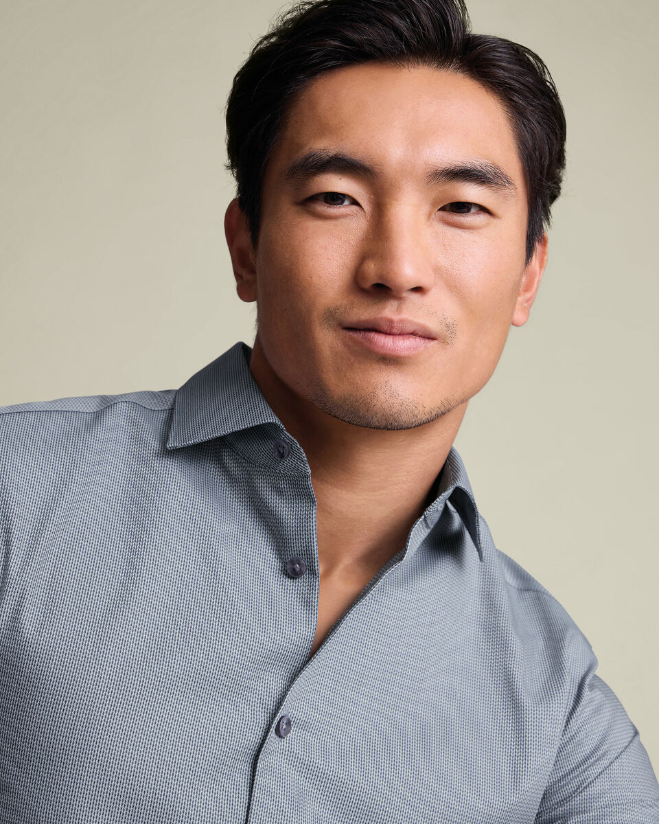 Non-Iron Stretch Chevron Texture Shirt - Gray
