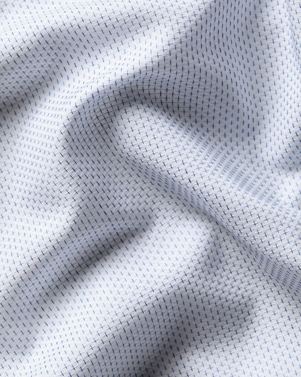 Non-Iron Stretch Texture Shirt - White & Sky Blue