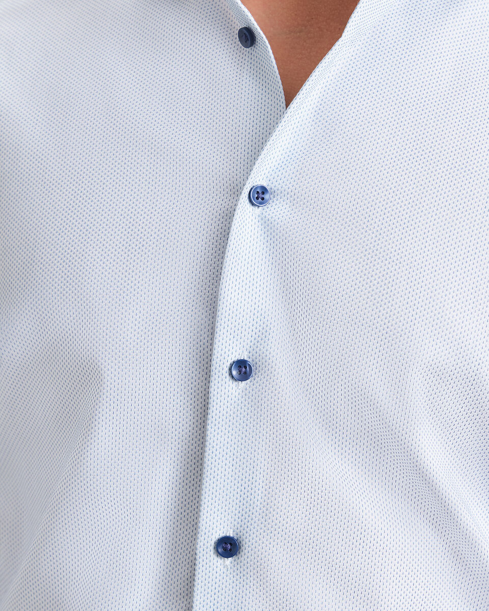 Non-Iron Stretch Texture Shirt - White & Sky Blue