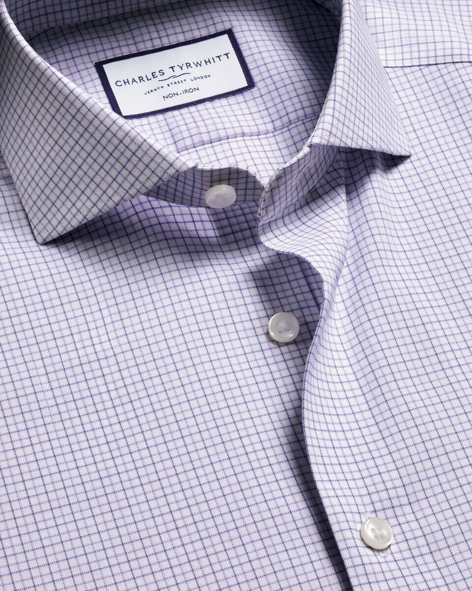Non-Iron Performance Check Shirt - Lilac