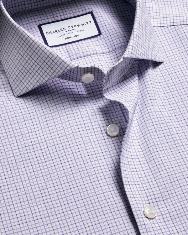 Non-Iron Performance Check Shirt - Lilac