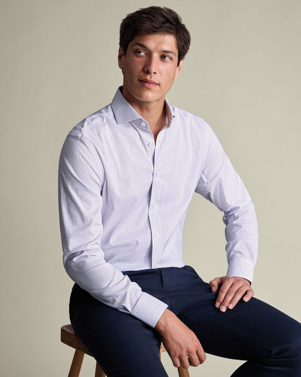 Non-Iron Performance Check Shirt - Lilac