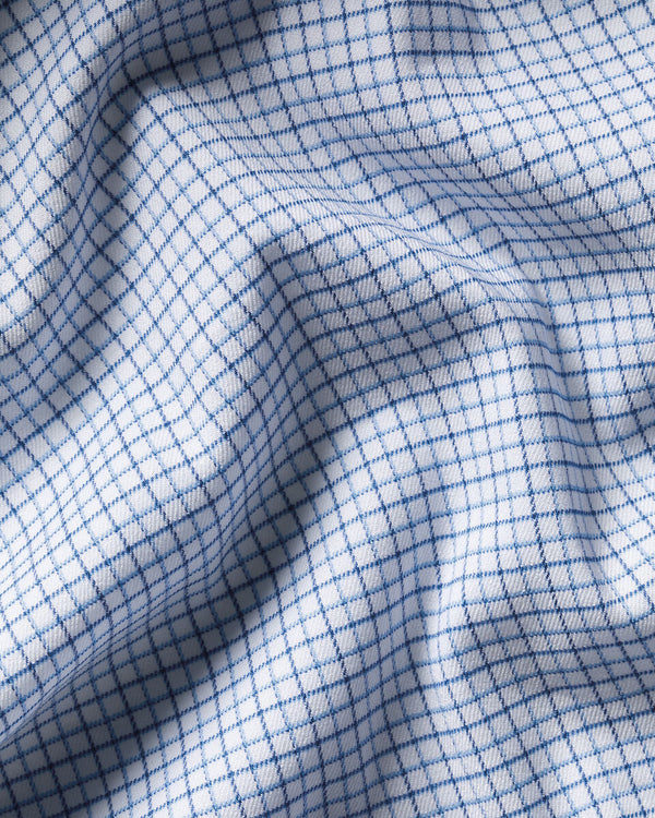 Non-Iron Twill Performance Check Shirt - Mid Blue