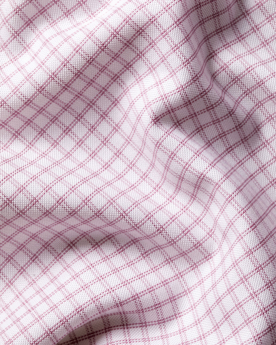 Non-Iron Stretch Oxford Check Shirt - Dark Pink