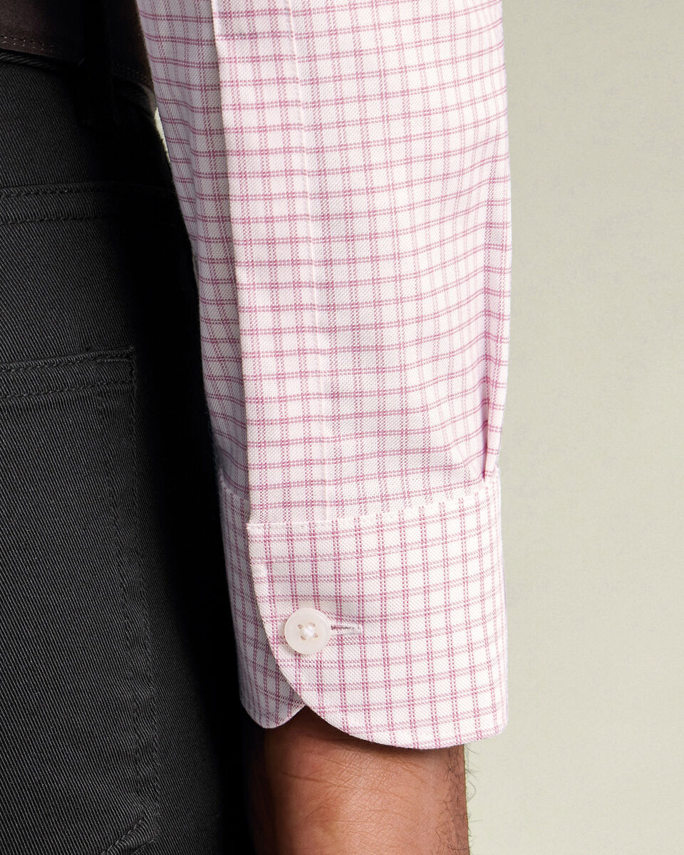 Non-Iron Stretch Oxford Check Shirt - Dark Pink