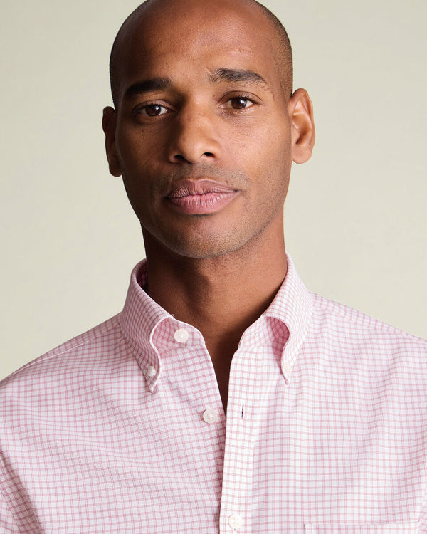 Non-Iron Stretch Oxford Check Shirt - Dark Pink
