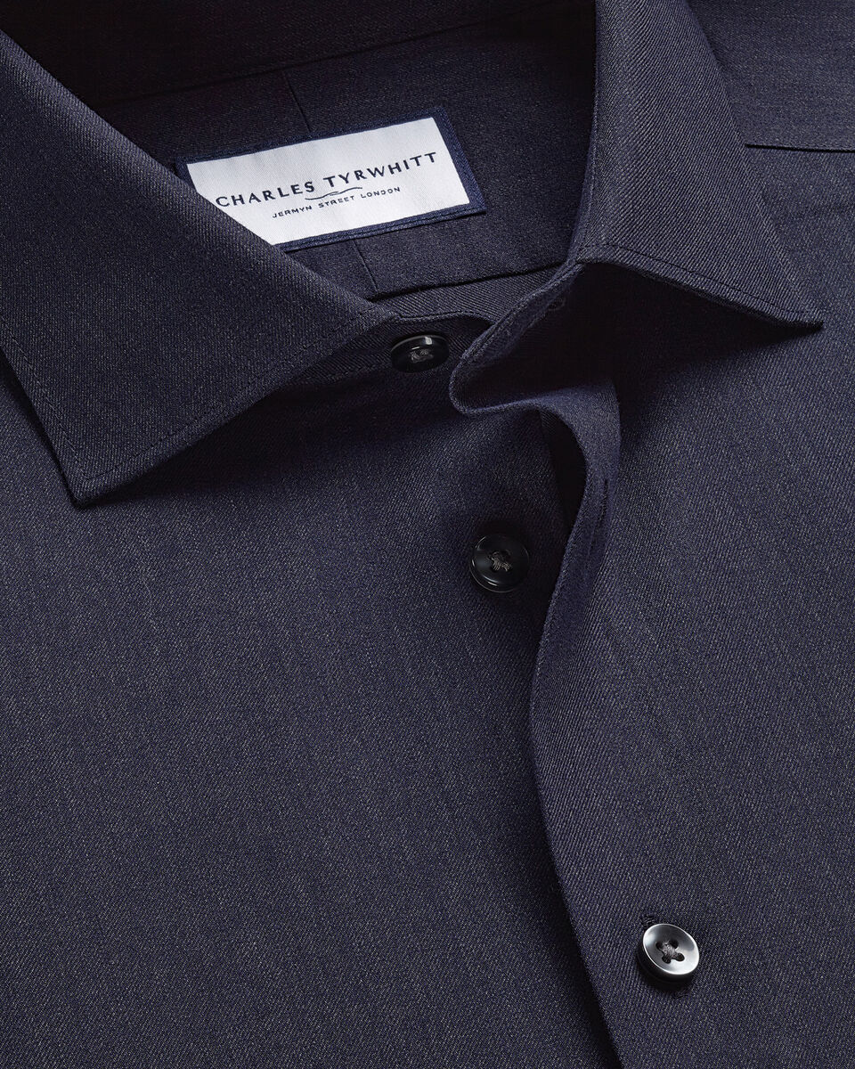 Brushed Cotton Twill Shirt - Indigo Blue