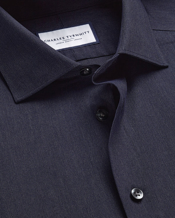 Brushed Cotton Twill Shirt - Indigo Blue