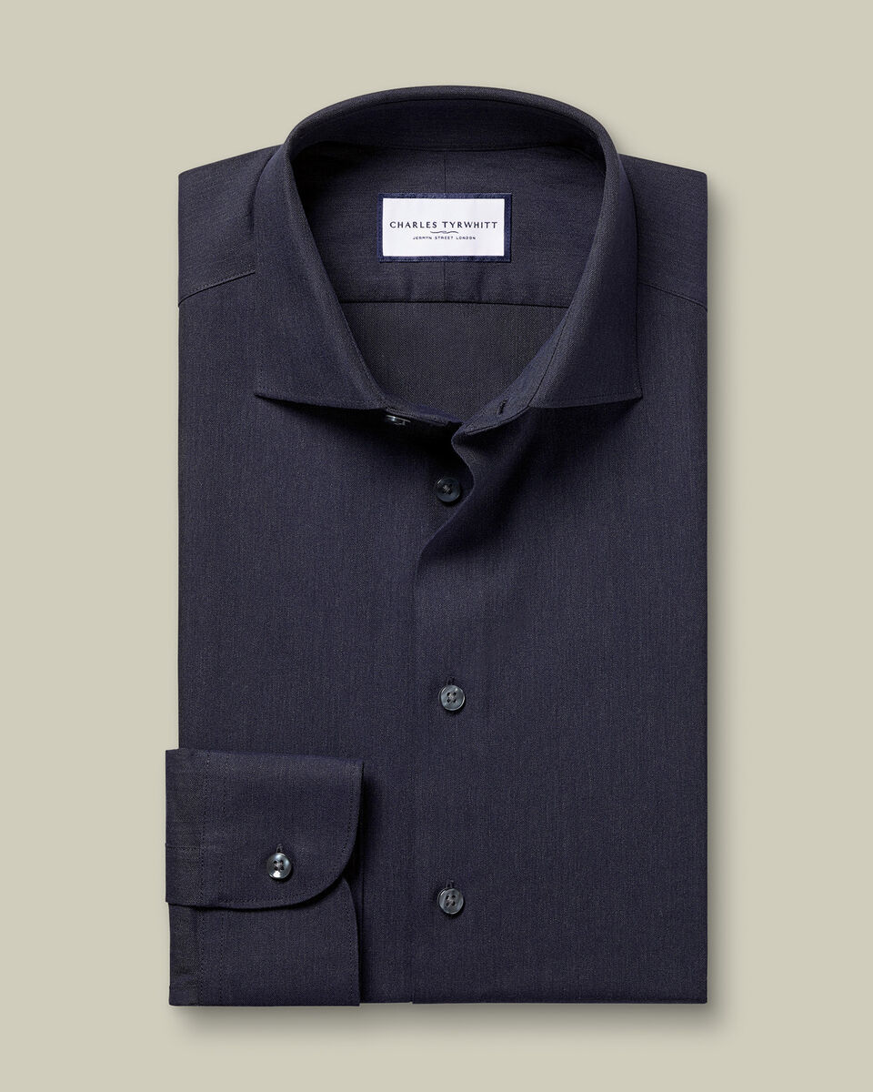 Brushed Cotton Twill Shirt - Indigo Blue