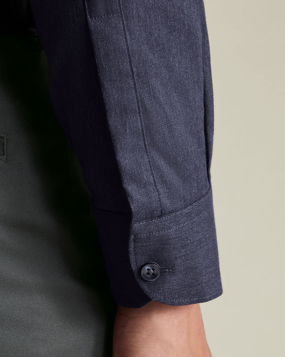 Brushed Cotton Twill Shirt - Indigo Blue