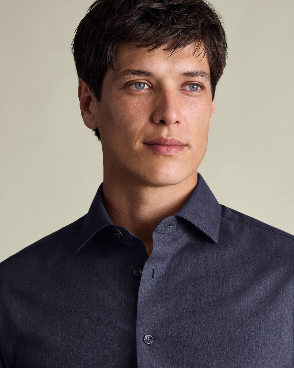 Brushed Cotton Twill Shirt - Indigo Blue