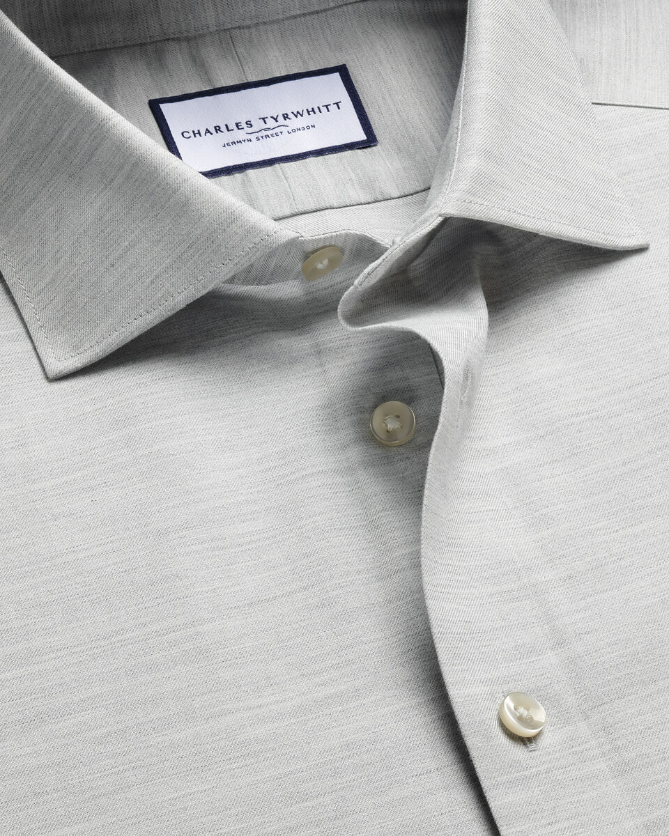 Brushed Cotton Twill Shirt - Light Gray Main image