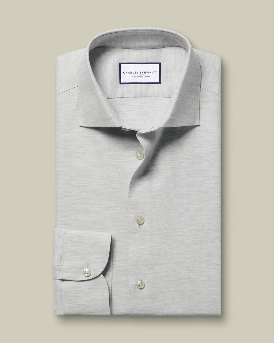 Brushed Cotton Twill Shirt - Light Gray
