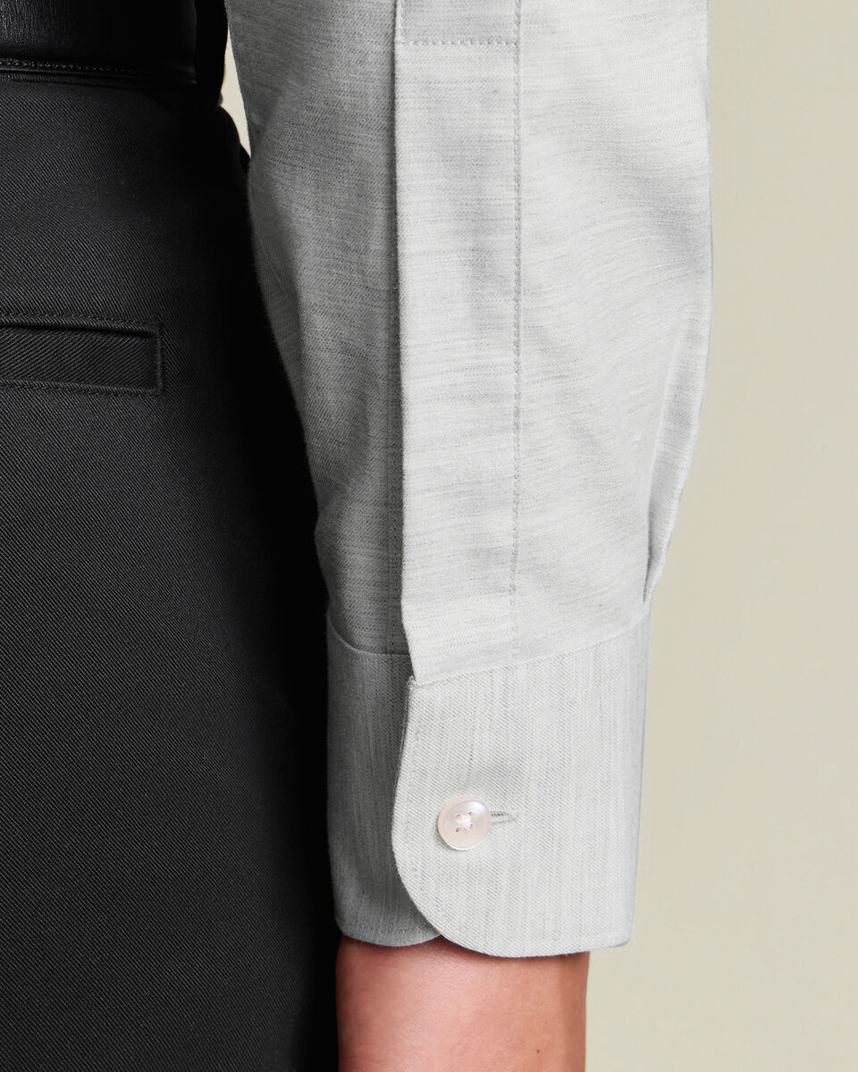 Brushed Cotton Twill Shirt - Light Gray
