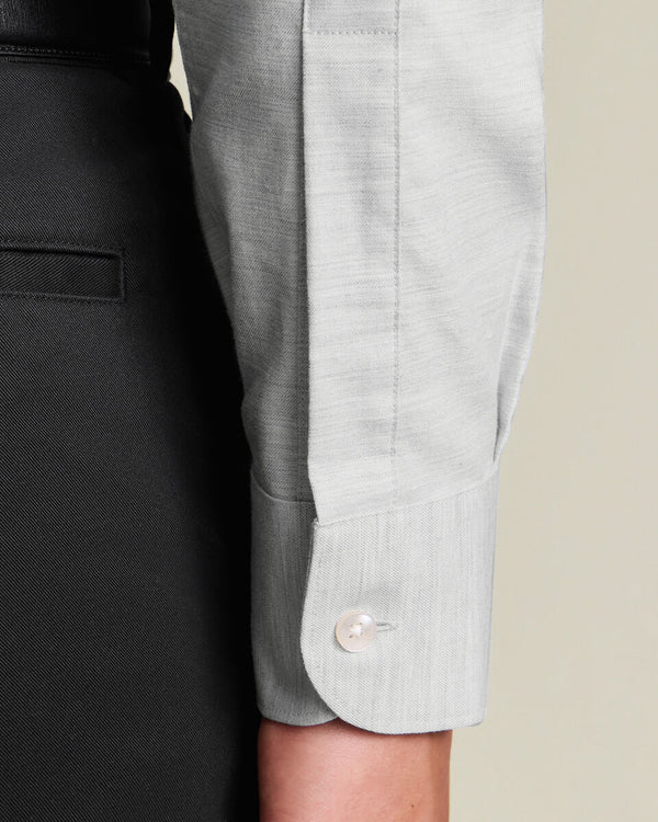 Brushed Cotton Twill Shirt - Light Gray