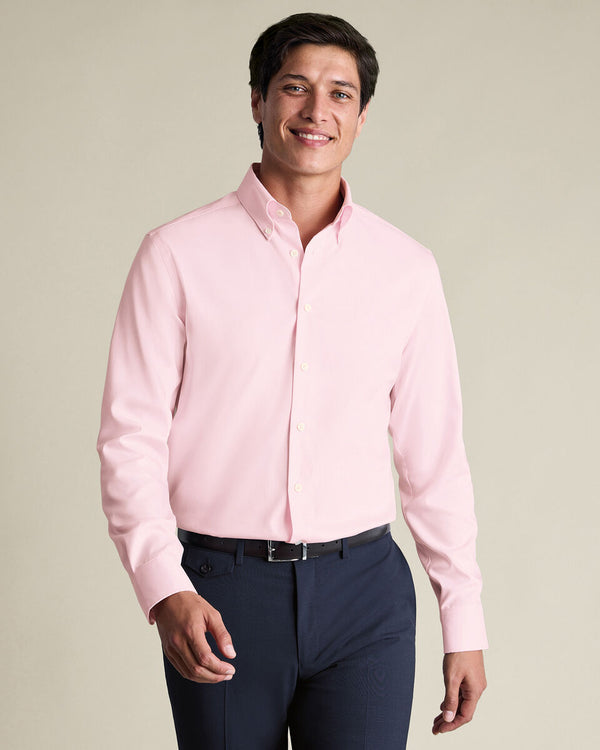 Non-Iron Stretch Pinpoint Oxford Shirt – Light Pink