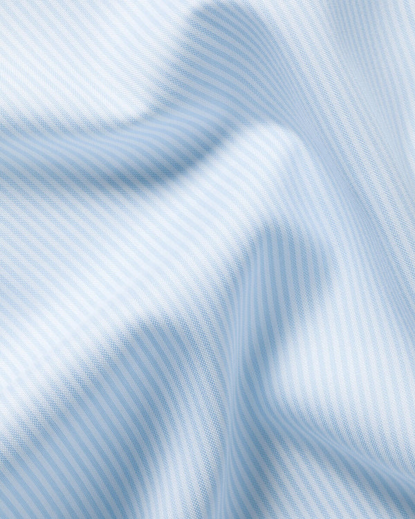 Non-Iron Stretch Pinpoint Oxford Stripe Shirt – Sky Blue