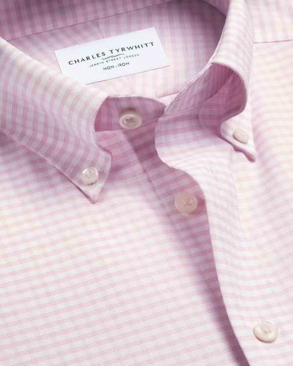 Non-Iron Stretch Oxford Check Shirt - Pink