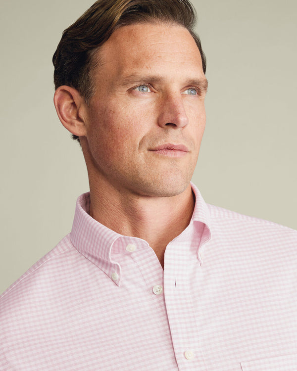 Non-Iron Stretch Oxford Check Shirt - Pink