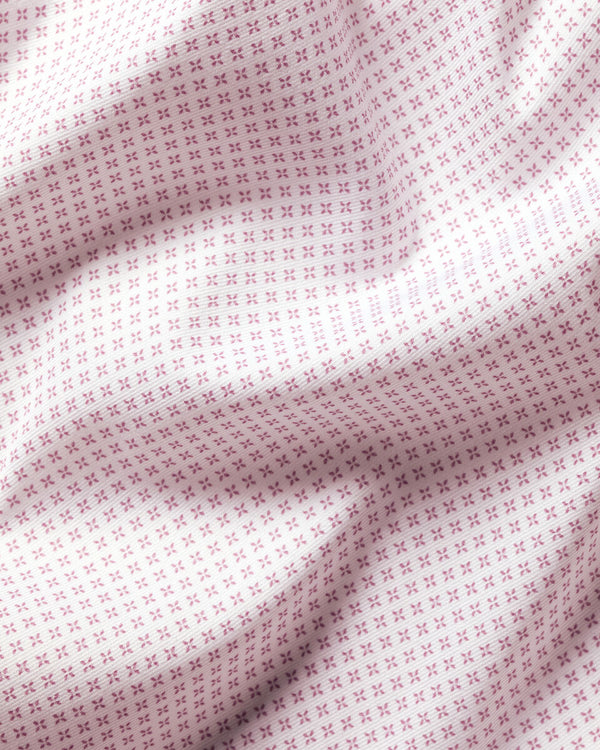 Non-Iron Performance Print Shirt – White & Pink