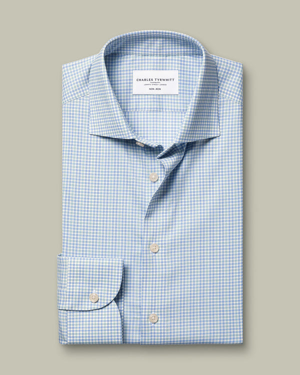 Non-Iron Performance Check Shirt – Royal Blue & Green