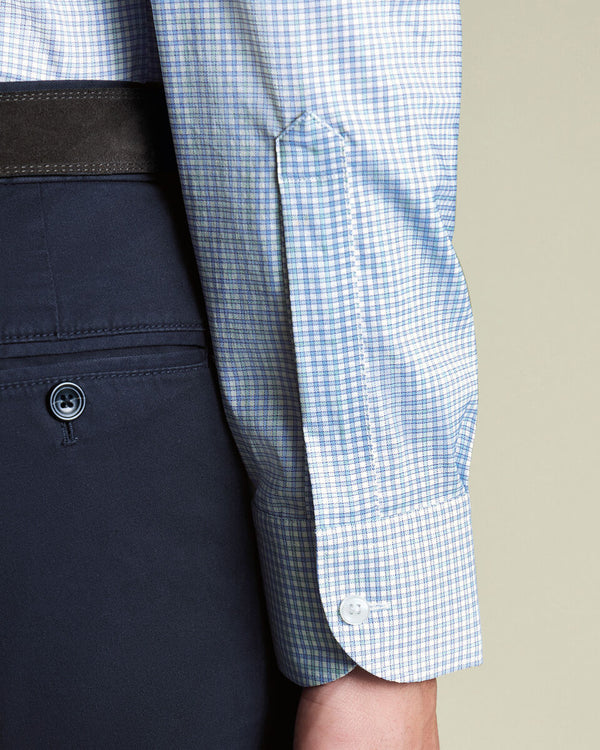 Non-Iron Performance Check Shirt – Royal Blue & Green