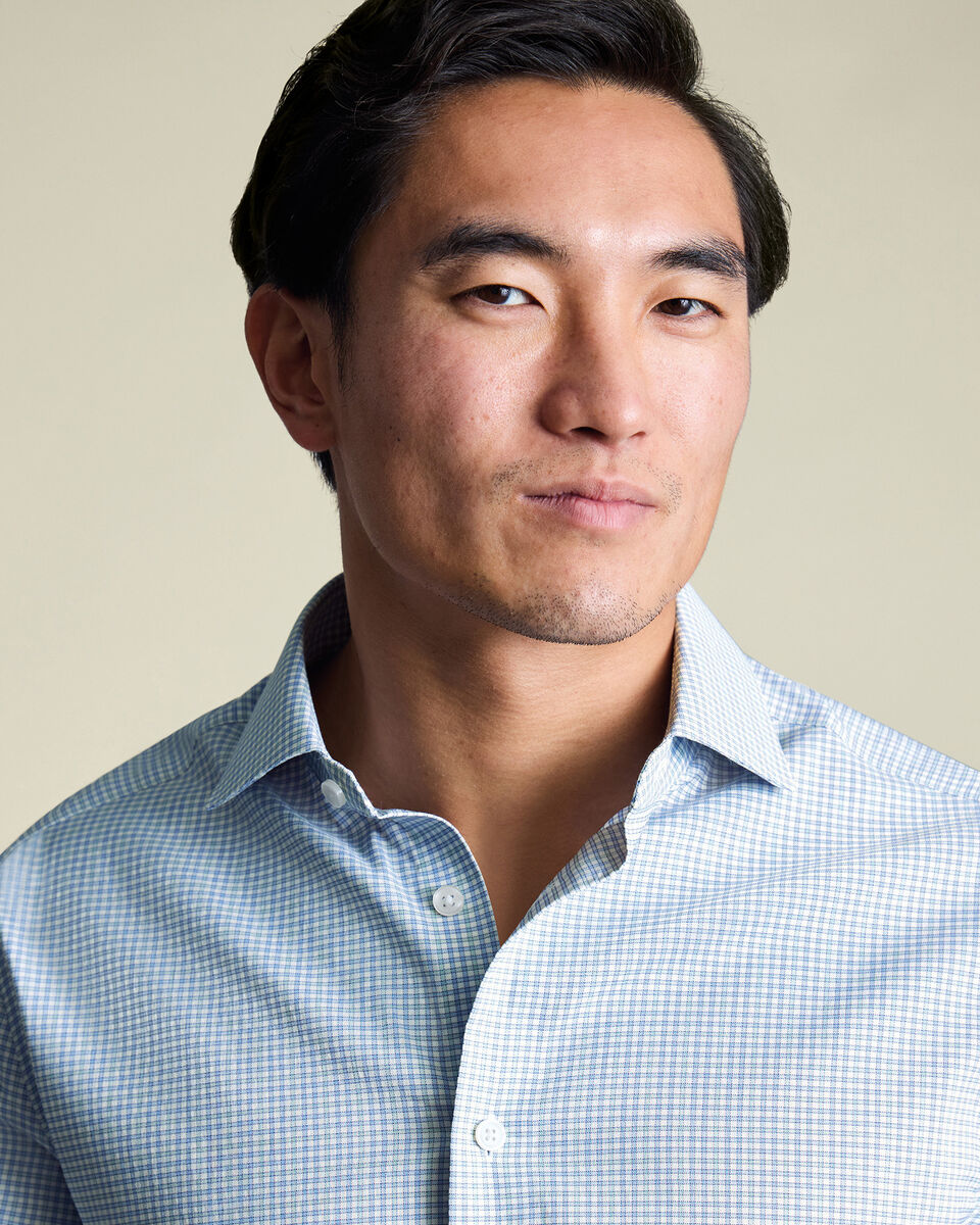 Non-Iron Performance Check Shirt – Royal Blue & Green