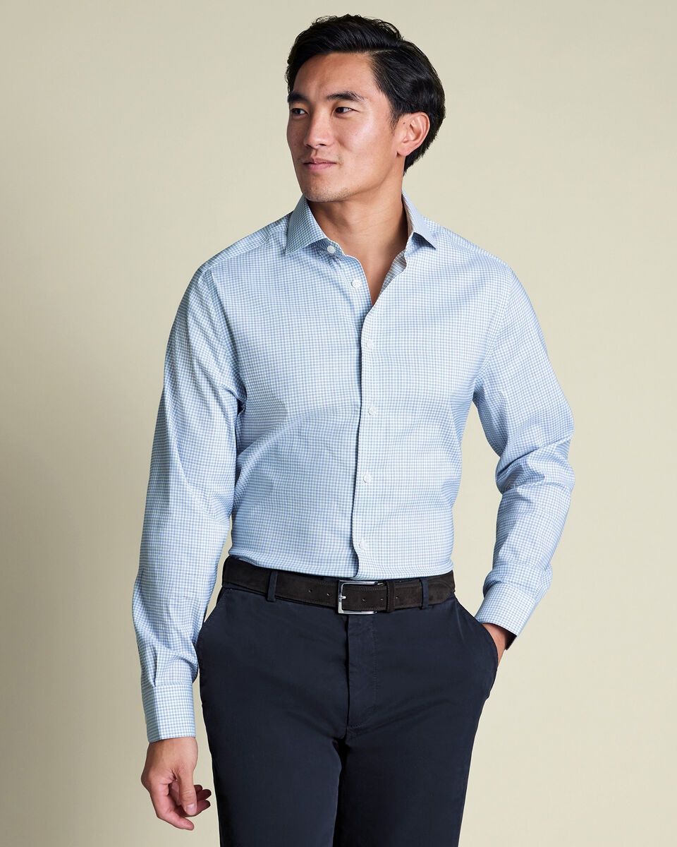 Non-Iron Performance Check Shirt – Royal Blue & Green