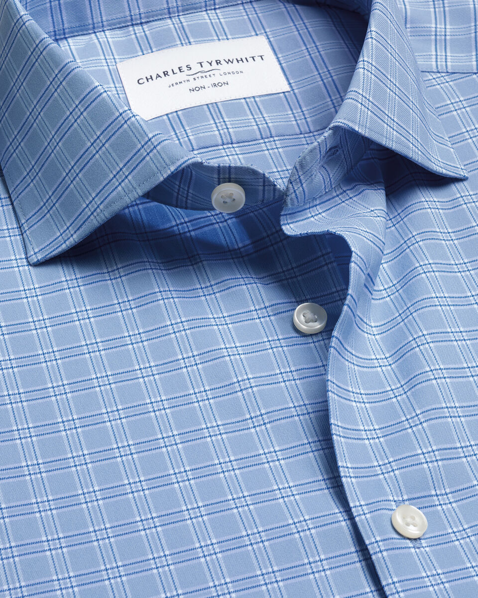 Non-Iron Performance Windowpane Check Shirt – Blue Main image