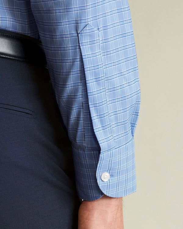 Non-Iron Performance Windowpane Check Shirt – Blue