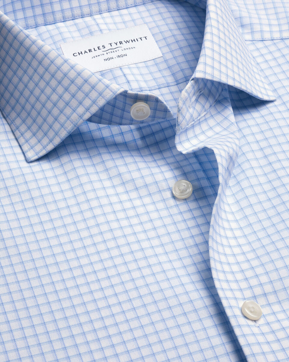 Non-Iron Performance Check Shirt – Sky Blue