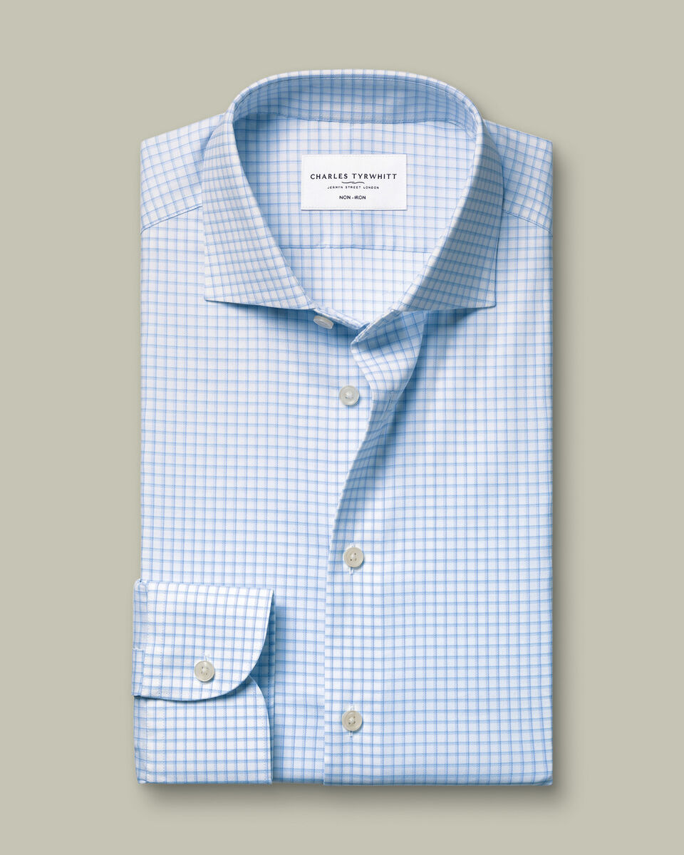 Non-Iron Performance Check Shirt – Sky Blue