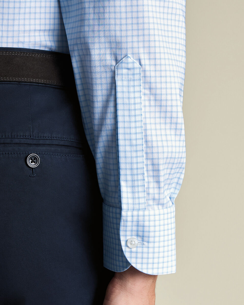 Non-Iron Performance Check Shirt – Sky Blue