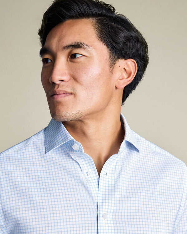 Non-Iron Performance Check Shirt – Sky Blue