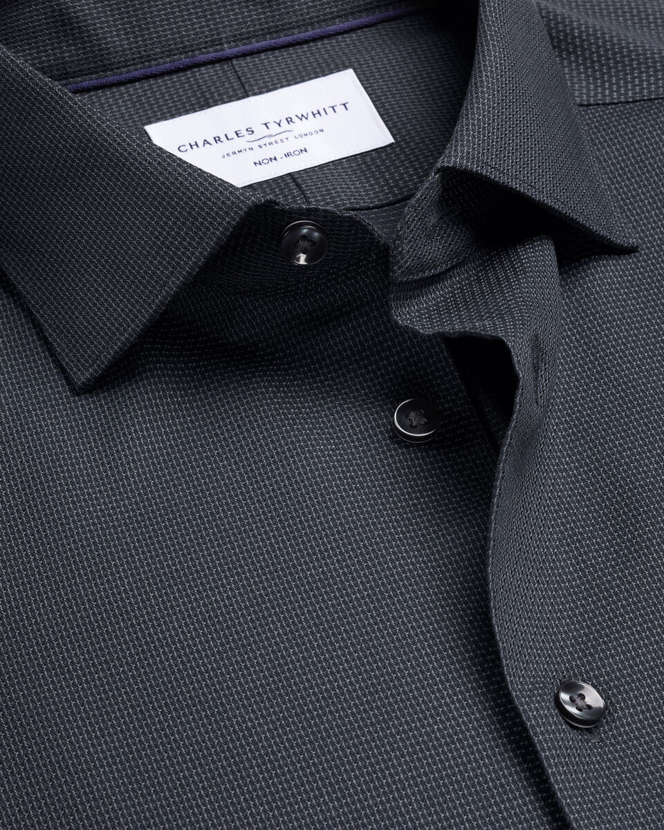 Non-Iron Stretch Texture Shirt – Charcoal Gray