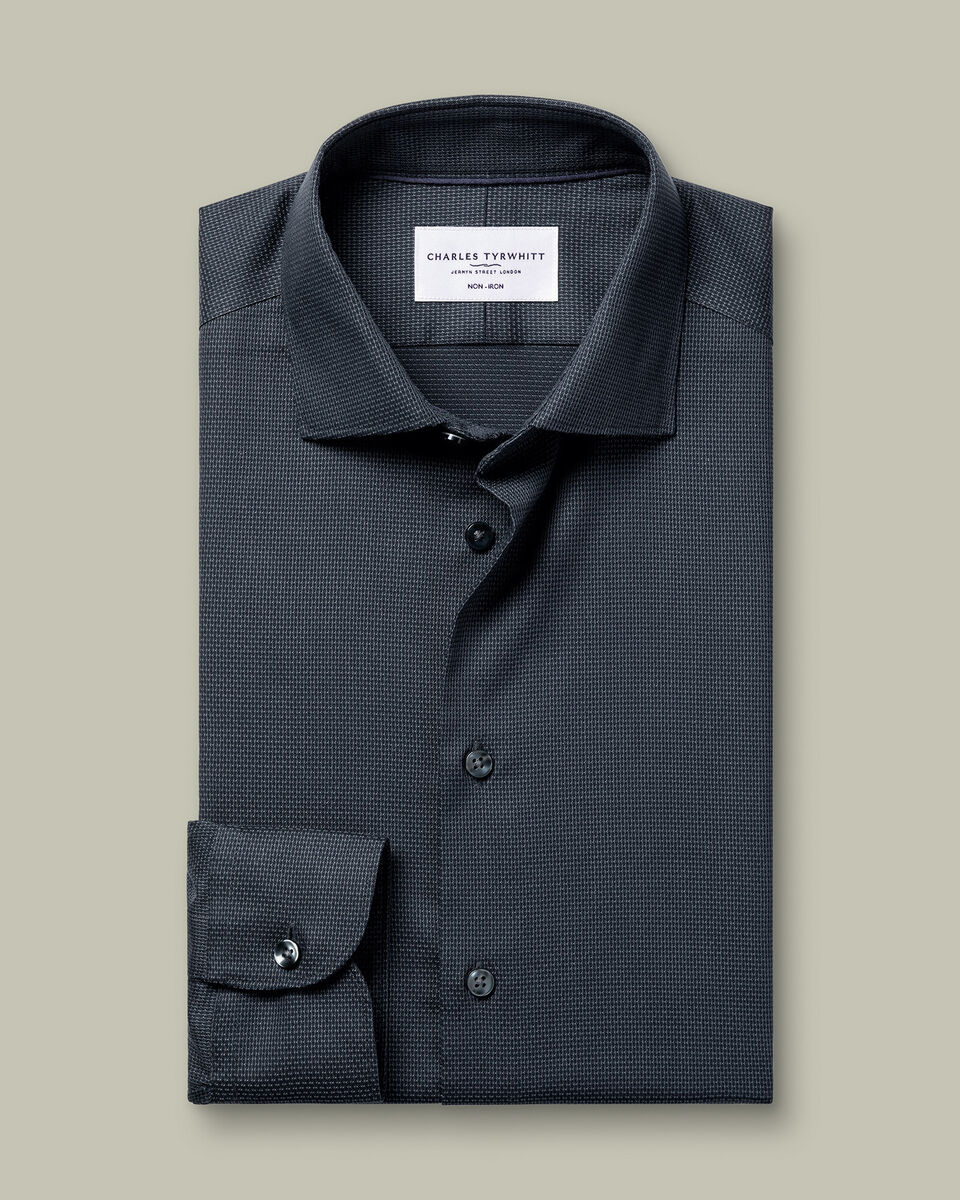 Non-Iron Stretch Texture Shirt – Charcoal Gray