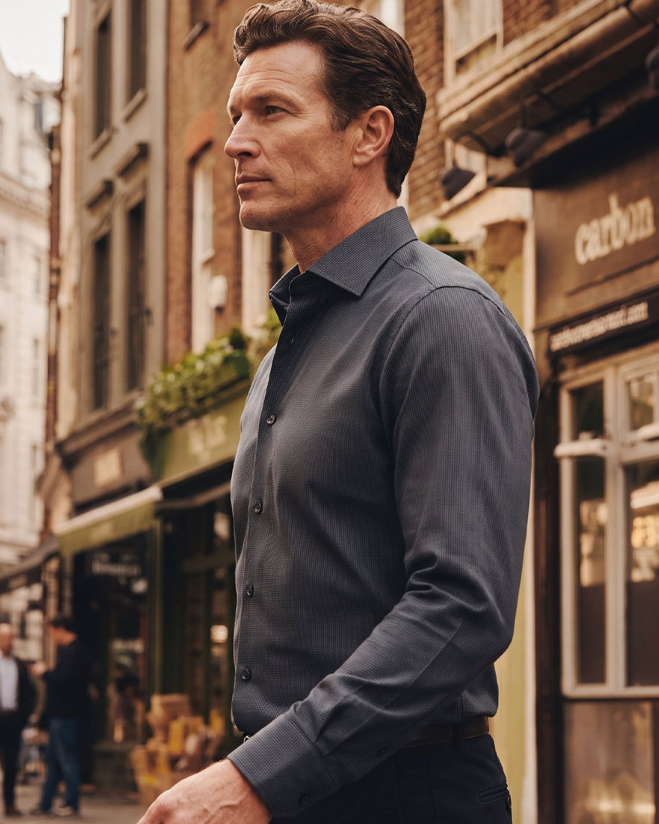 Non-Iron Stretch Texture Shirt – Charcoal Gray