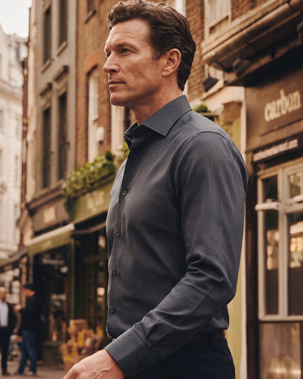 Non-Iron Stretch Texture Shirt – Charcoal Gray
