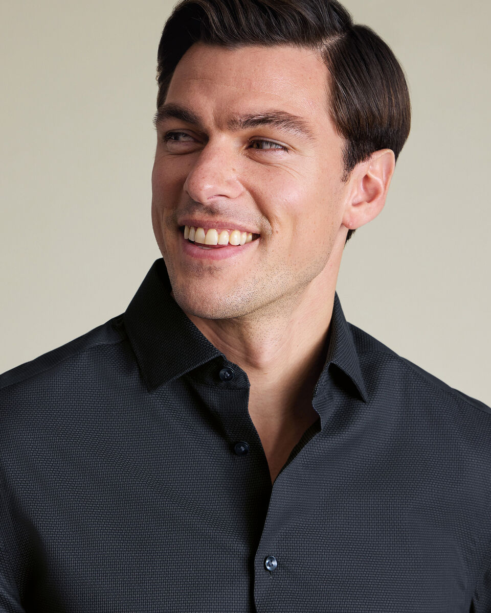 Non-Iron Stretch Texture Shirt – Charcoal Gray
