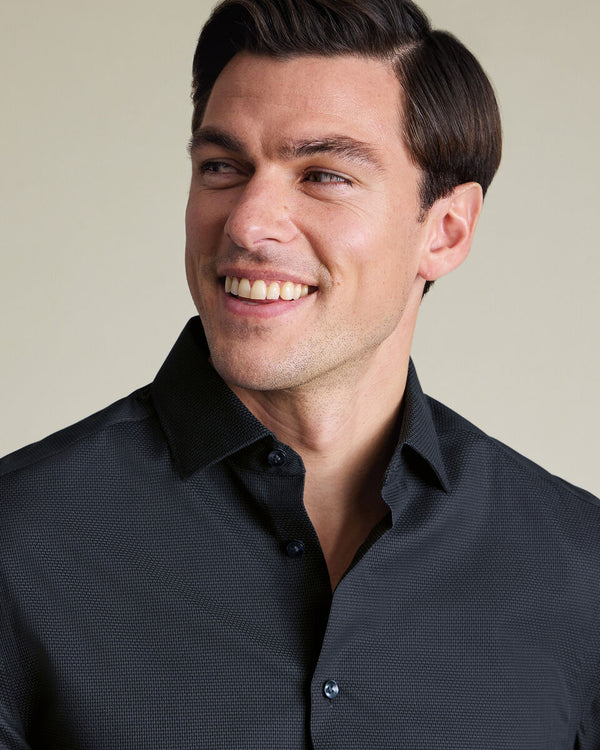 Non-Iron Stretch Texture Shirt – Charcoal Gray